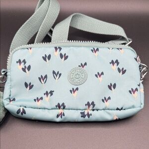 NWT Kipling Mint Blue Floral Crossbody Bag